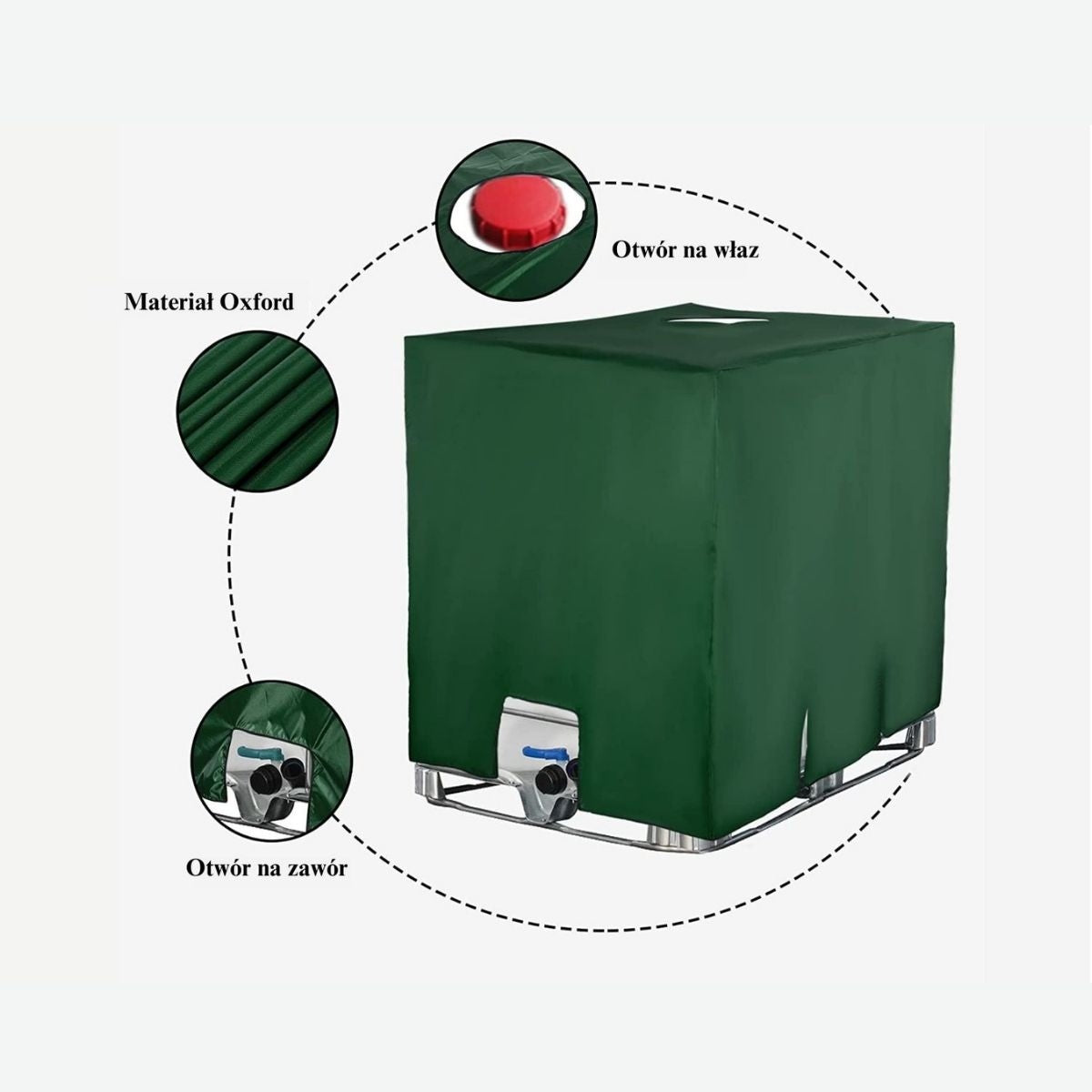 Green Protective cover for tank IBC mauzer 1000 liters waterproof Manufacturer code IBC zielony