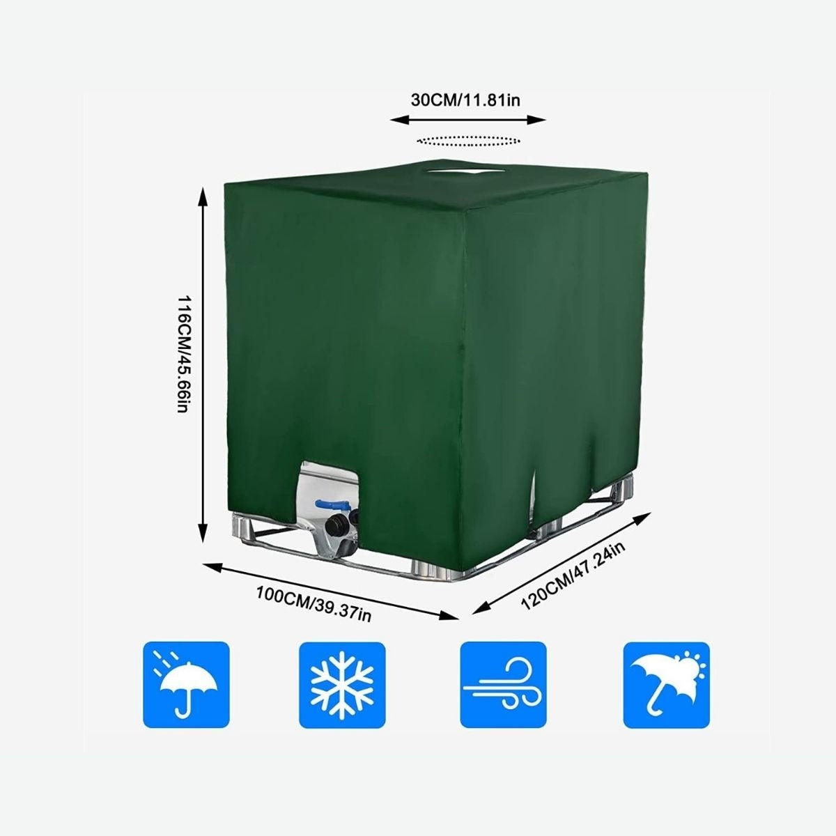 Green Protective cover for tank IBC mauzer 1000 liters waterproof Packaging status original