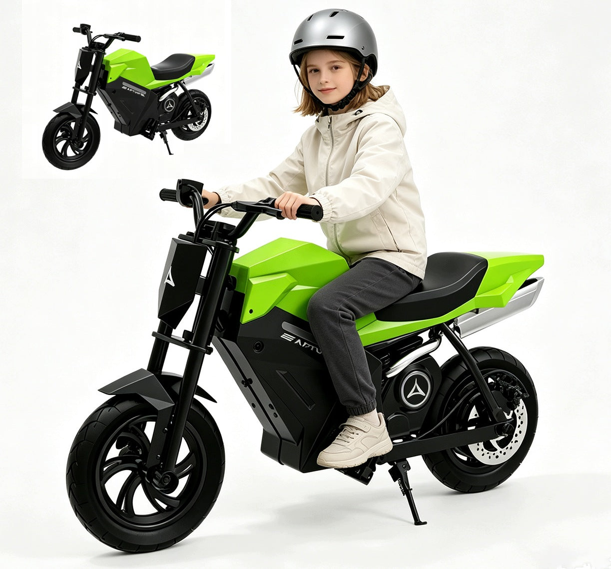 GreenADV250 Kids Electric Motorcycle 14km Range LED Lights Simulated Sound