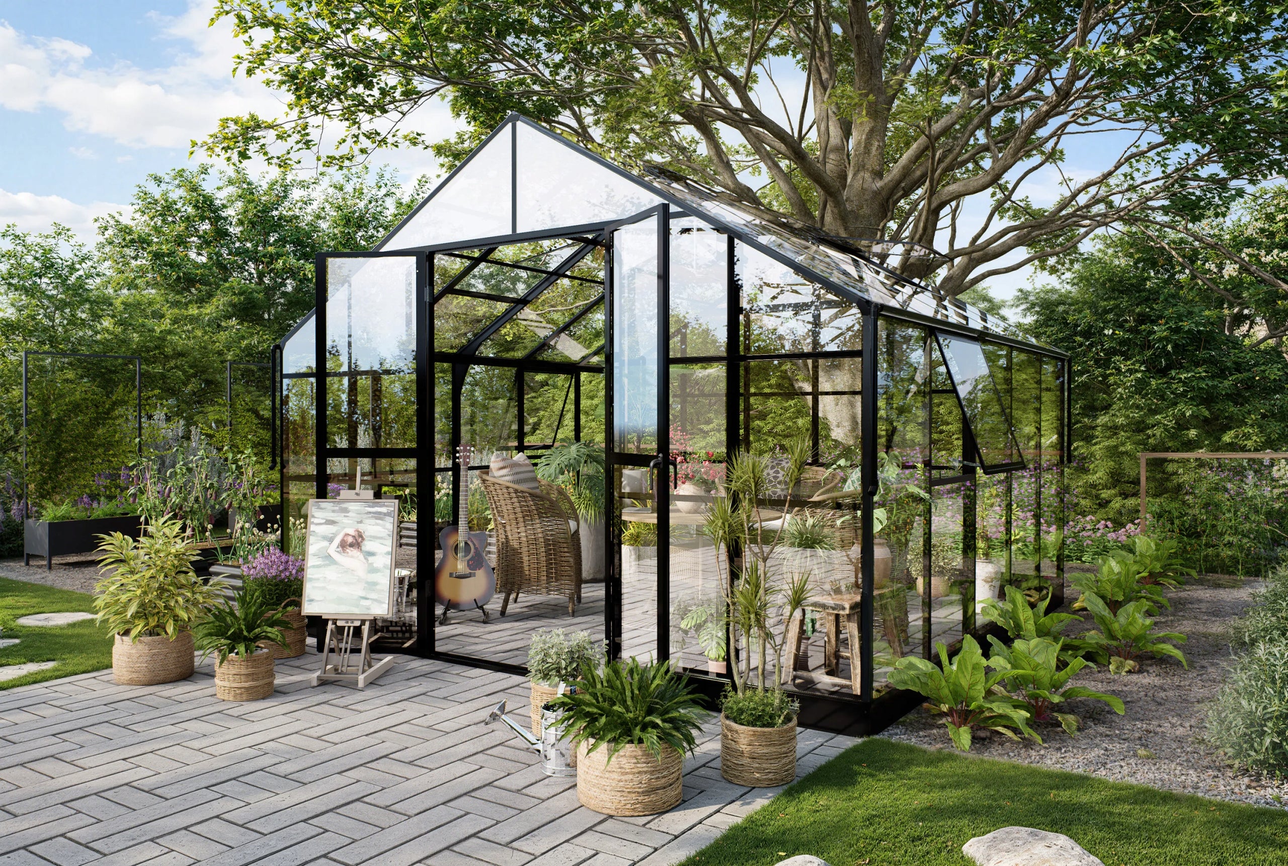 Greenhouse Polycarbonate Garden PREMIUM Solid PC 354x347 cm Black Manufacturer Focus Garden