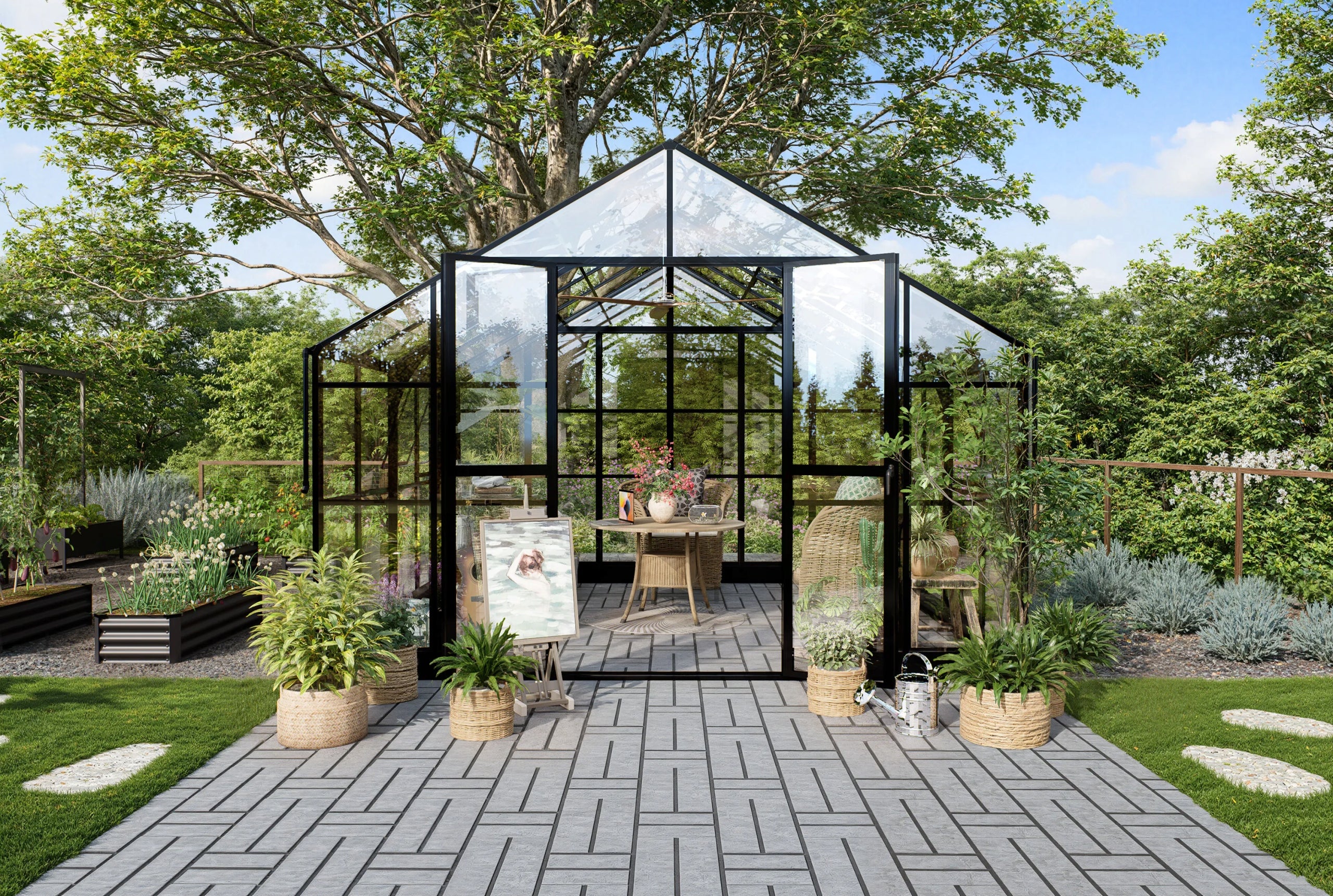 Greenhouse Polycarbonate Garden PREMIUM Solid PC 354x347 cm Black Manufacturer code 008211