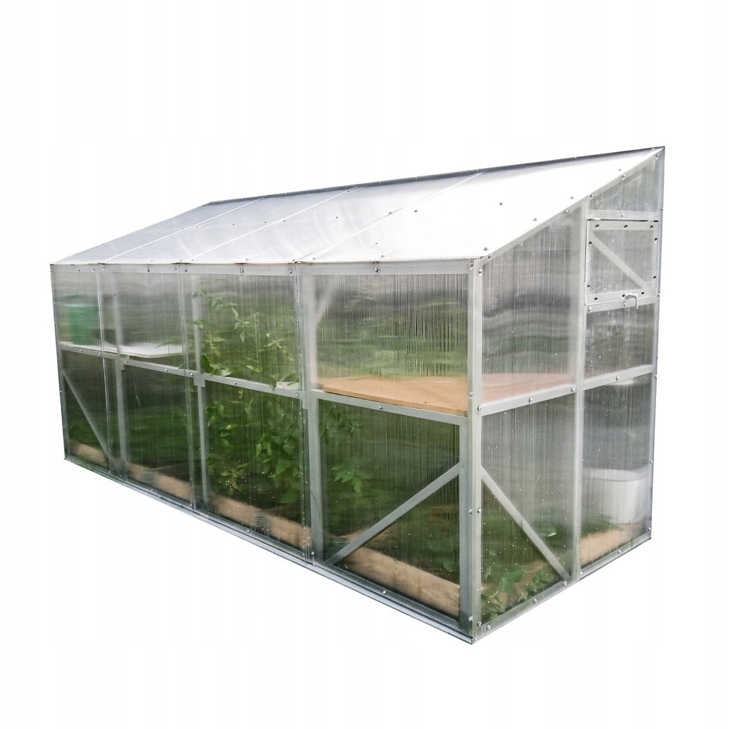 Greenhouse Wall Mounted 1,5x6m Polycarbonate 4mm Strong Profile 40x40mm Zinc