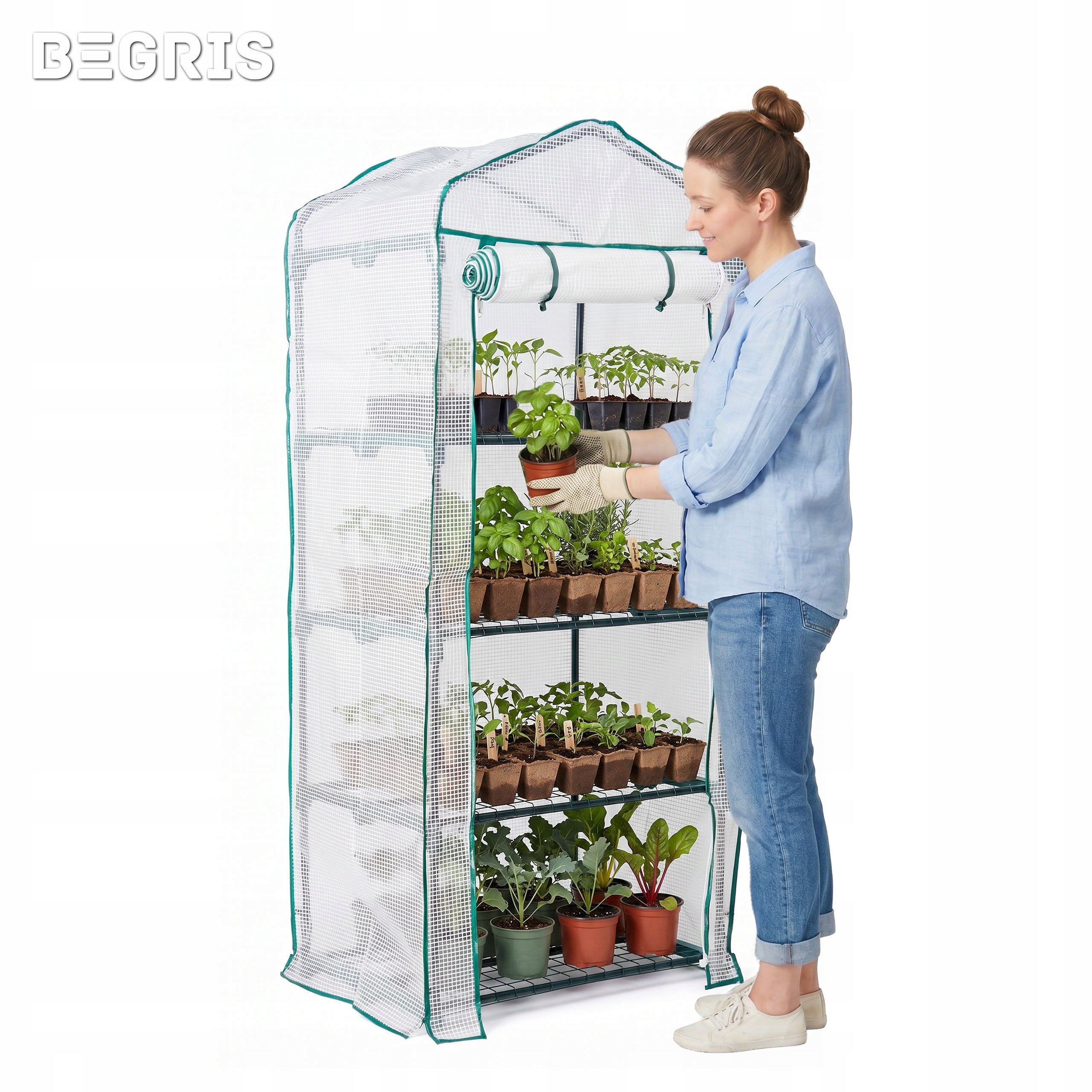 Greenhouse balcony garden mini vegetable garden foil 160 cm closed Product height 160 cm