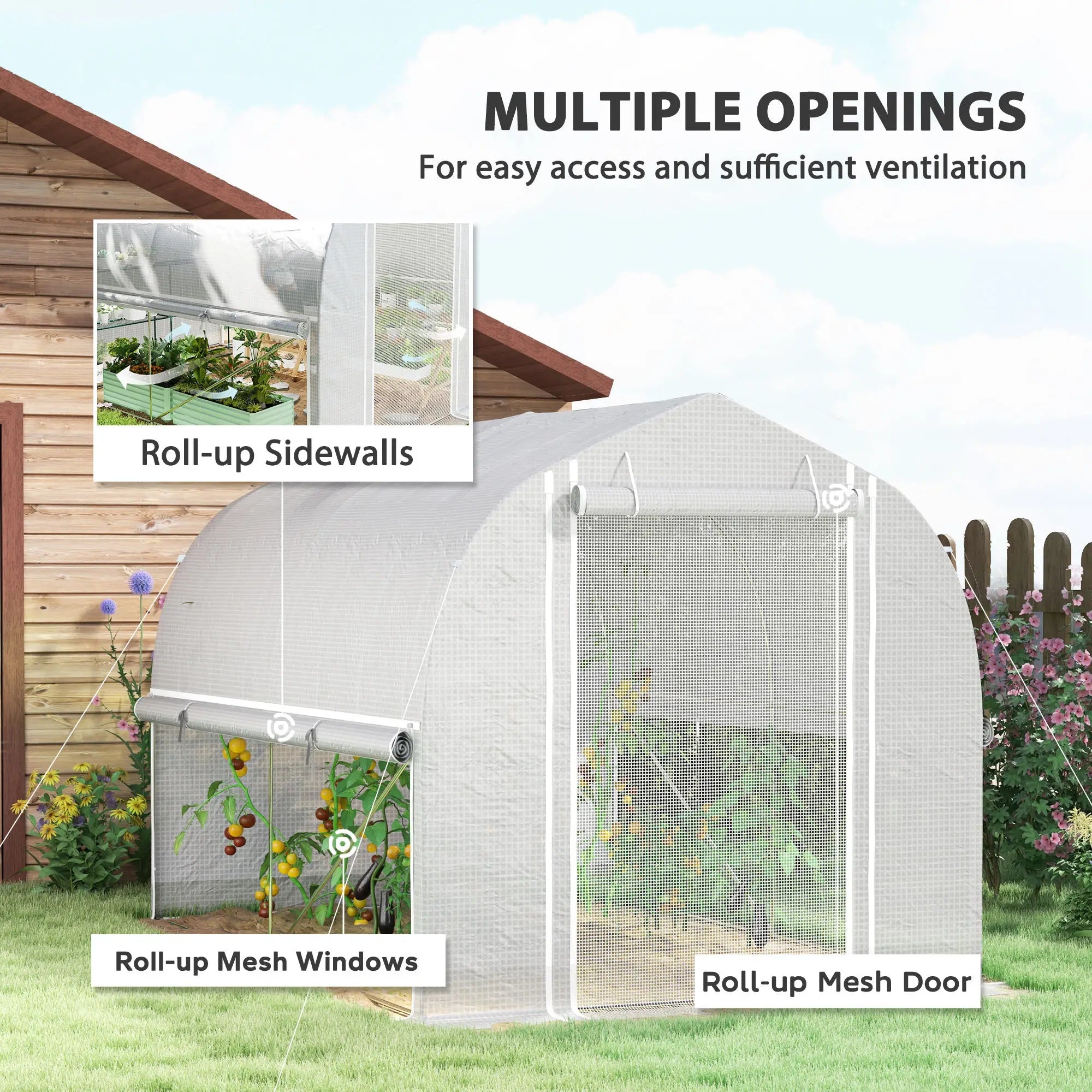 Greenhouse garden foil tunnel 3x2x2 m, foil, 8 windows, UV protection, doors Product height 200 cm