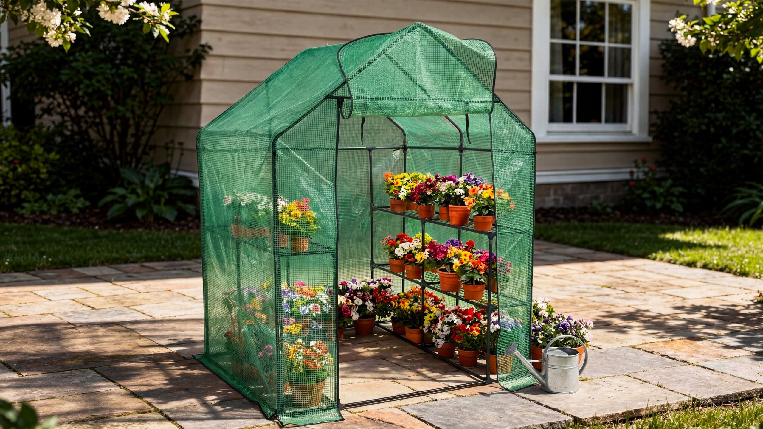 Greenhouse garden foil tunnel vegetable garden mesh 143x143x195 cm EAN (GTIN) 5903933572338