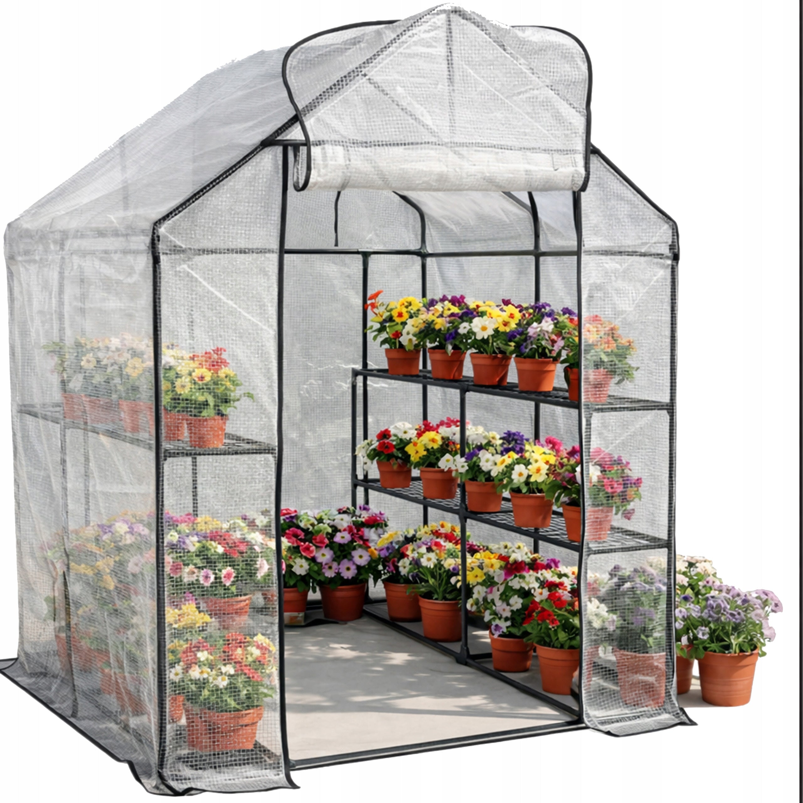 Greenhouse garden foil tunnel vegetable garden mesh 143x143x195 cm Width 1.43 m