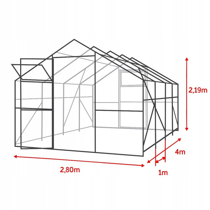 Greenhouse garden house polycarbonate 4mm GARDEN 2.8x4m 3x4m 20x40mm Length 4 m