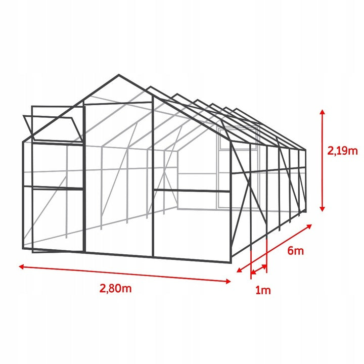 Greenhouse garden house polycarbonate 4mm GARDEN 2,8x6m 3x6 profile 20*40 Manufacturer code Szklarnia GARDEN 2,8x6m poliwęglan 4mm 20*40