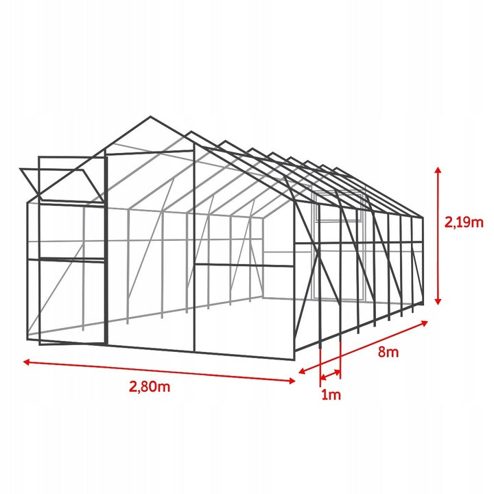 Greenhouse garden house polycarbonate 6mm GARDEN 2,8x8m 3x8 profile 20*40 Manufacturer code Szklarnia GARDEN 2,8x8m poliwęglan 6mm 20*40