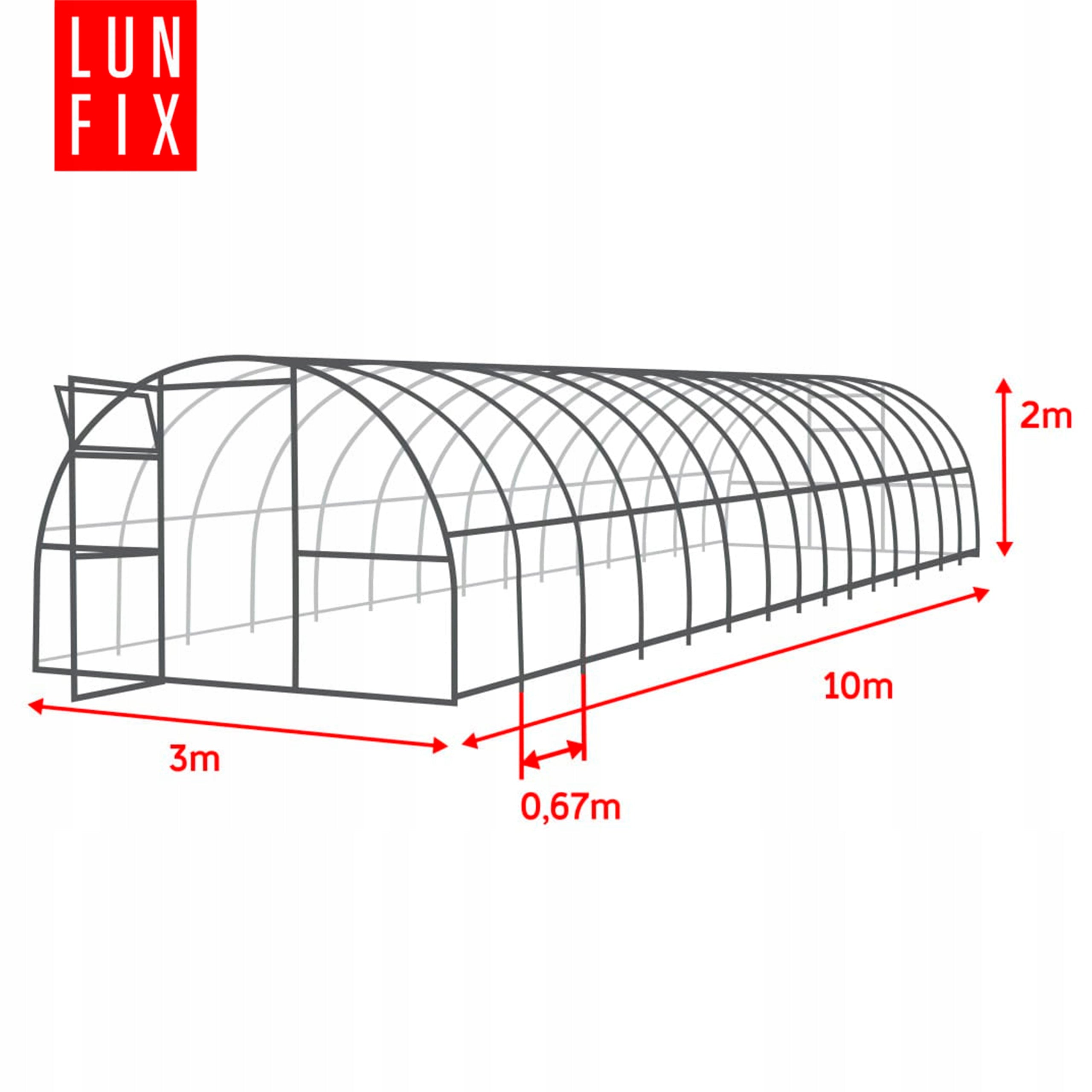 Greenhouse polycarbonate 3x10m Lun Fix garden 20x40mm polycarbonate tunnel 6mm Packaging status original