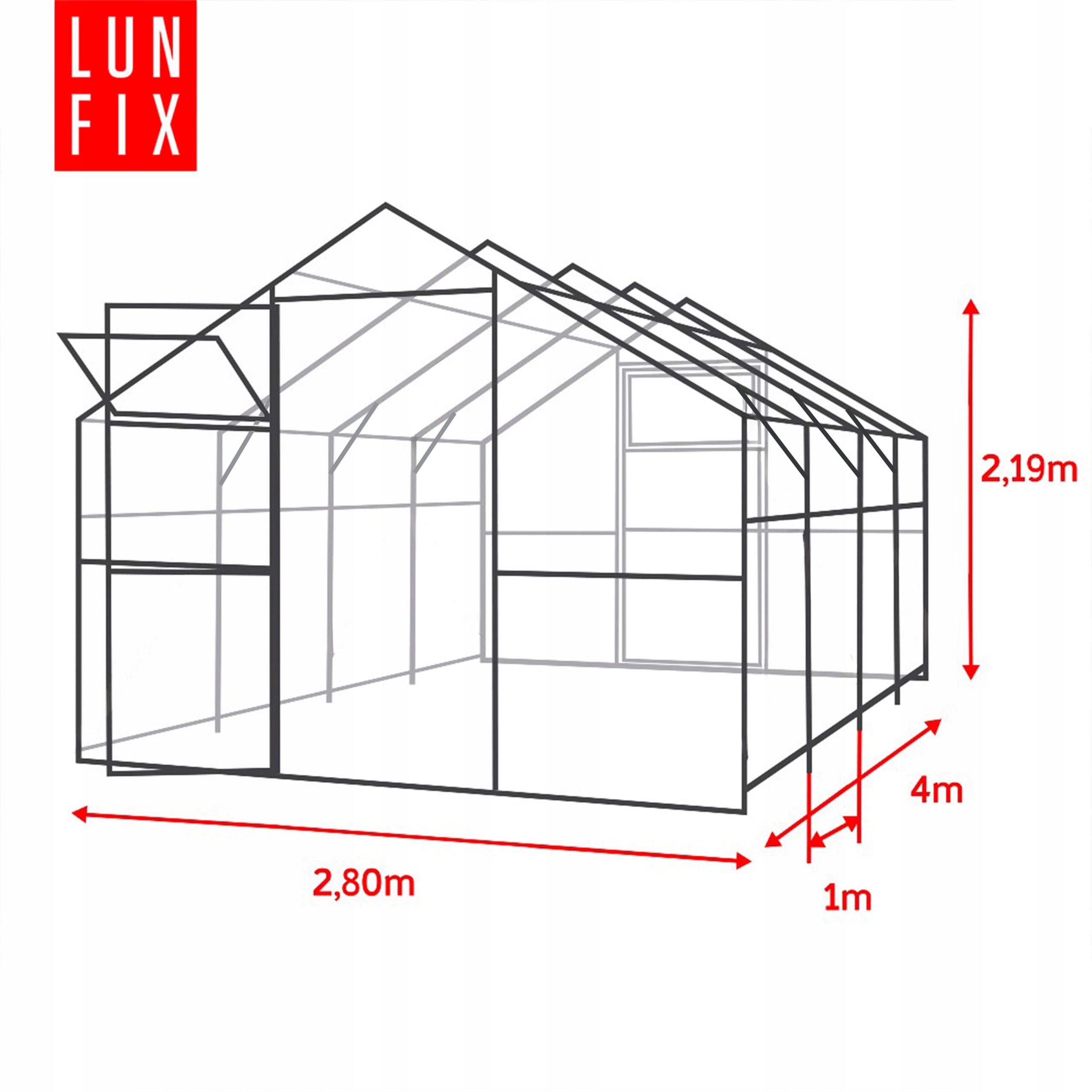 Greenhouse polycarbonate 3x4m Lun Fix garden 20x40mm polycarbonate house 4mm Product height 219 cm