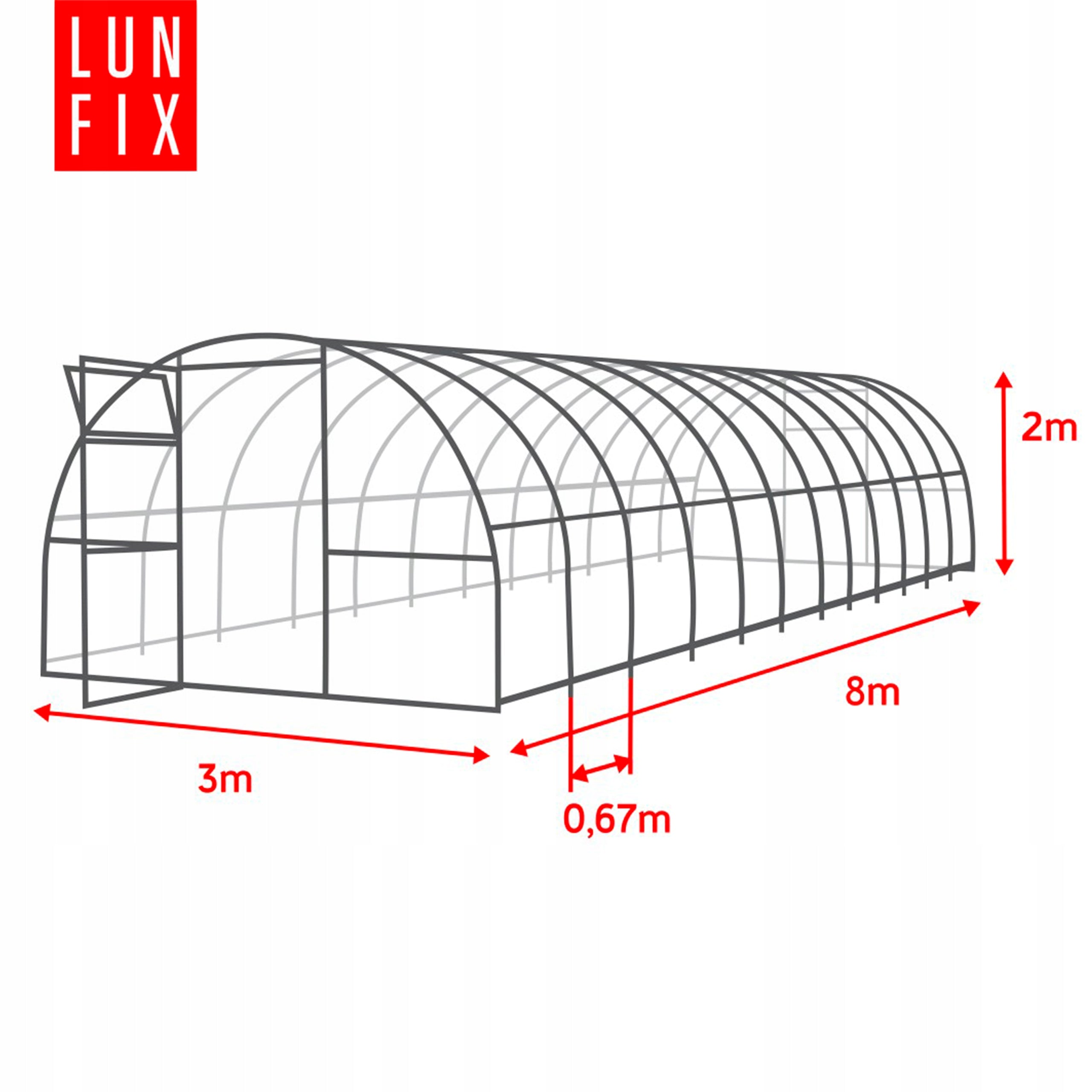 Greenhouse polycarbonate 3x8m Lun Fix garden 20x40mm polycarbonate tunnel 4mm Packaging status original