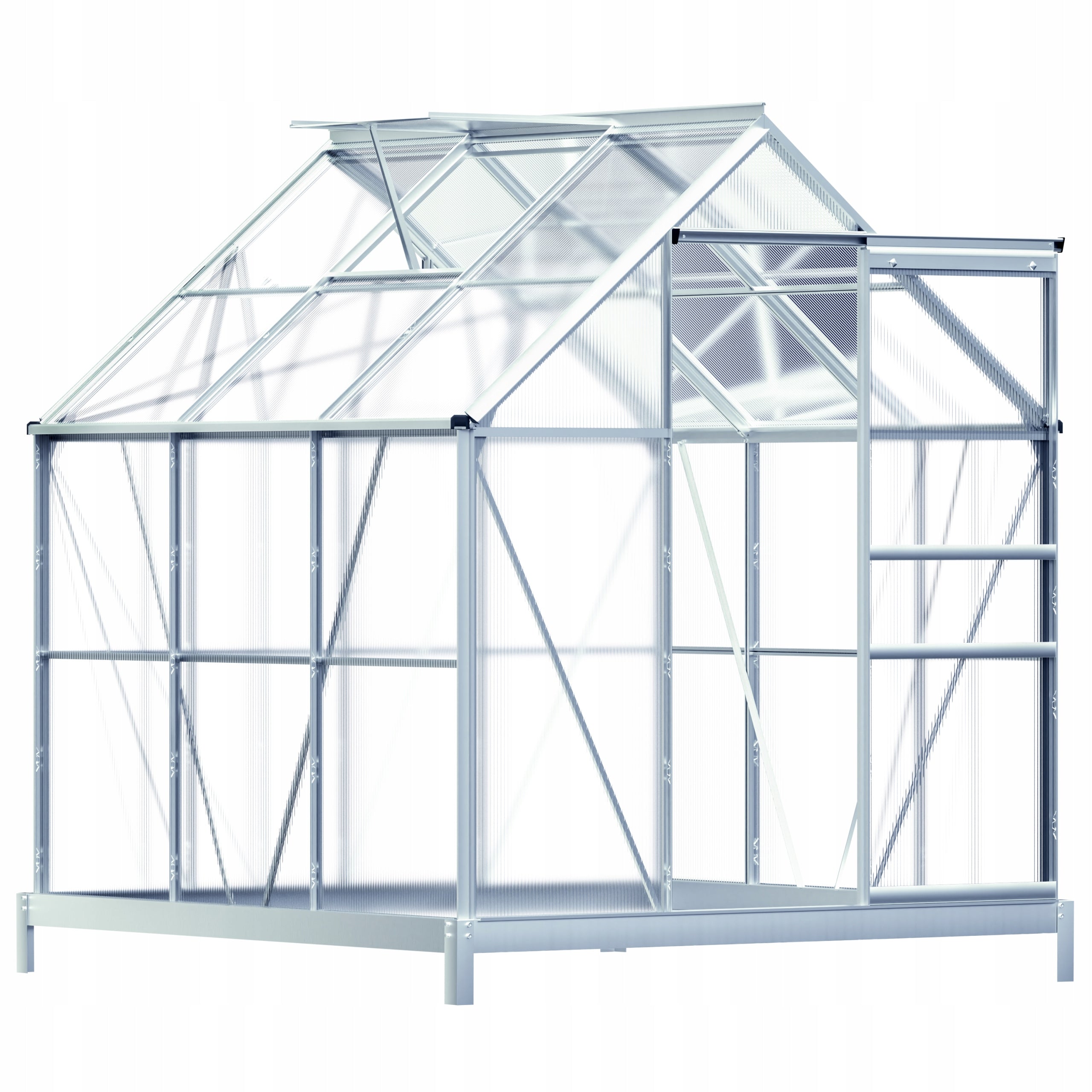Greenhouse polycarbonate garden tunnel aluminum foundation window door 5,85 m³ Manufacturer Deuba