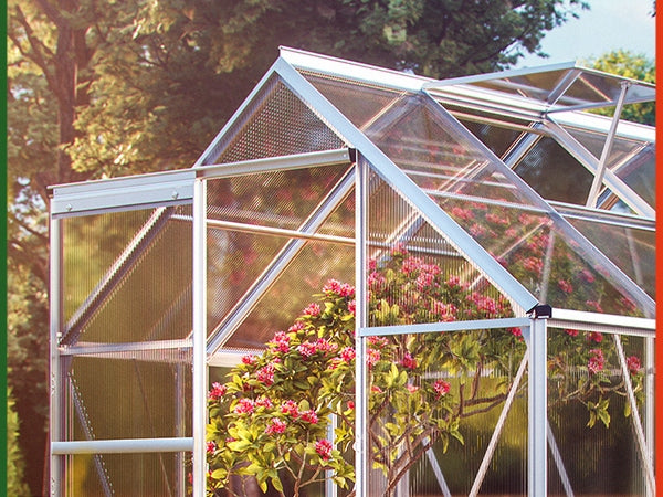 Greenhouse polycarbonate garden tunnel aluminum foundation window door 5,85 m³ Manufacturer code 991462