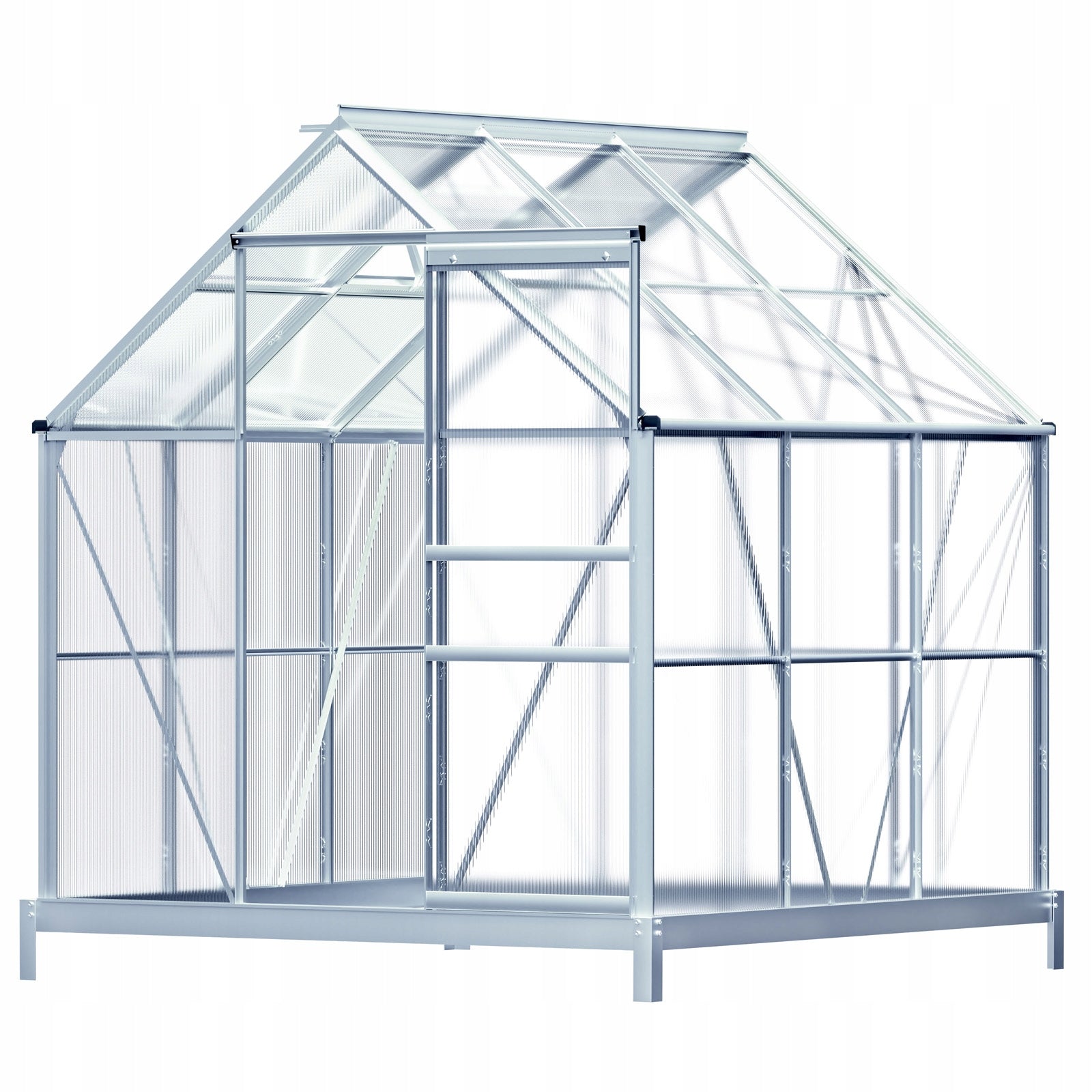 Greenhouse polycarbonate garden tunnel aluminum foundation window door 5,85 m³ Thickness 4 mm