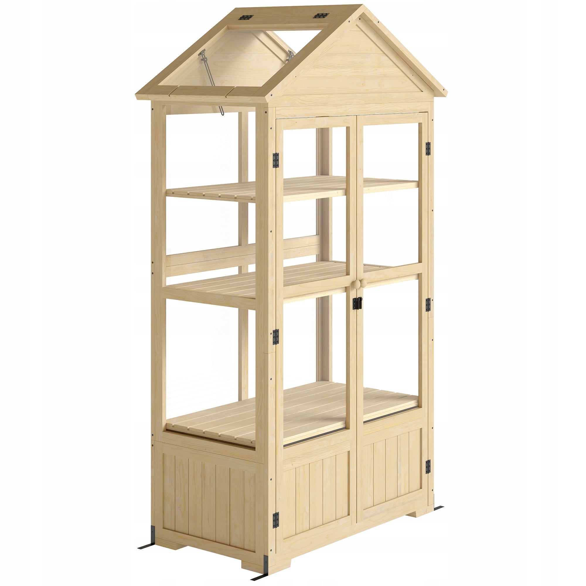 Greenhouse with Shelf, Transparent Enclosure, Roof Window, Lockable Door