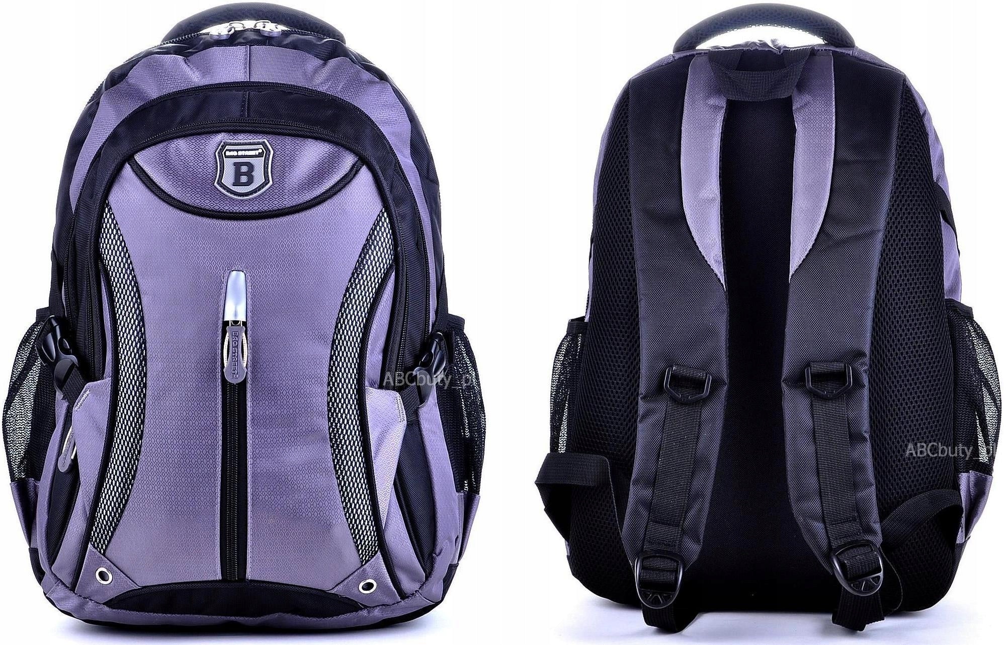 Grey Black Men's BACKPACK 4 Compartments TORNISTER Youth Bag Street 15,3 C.