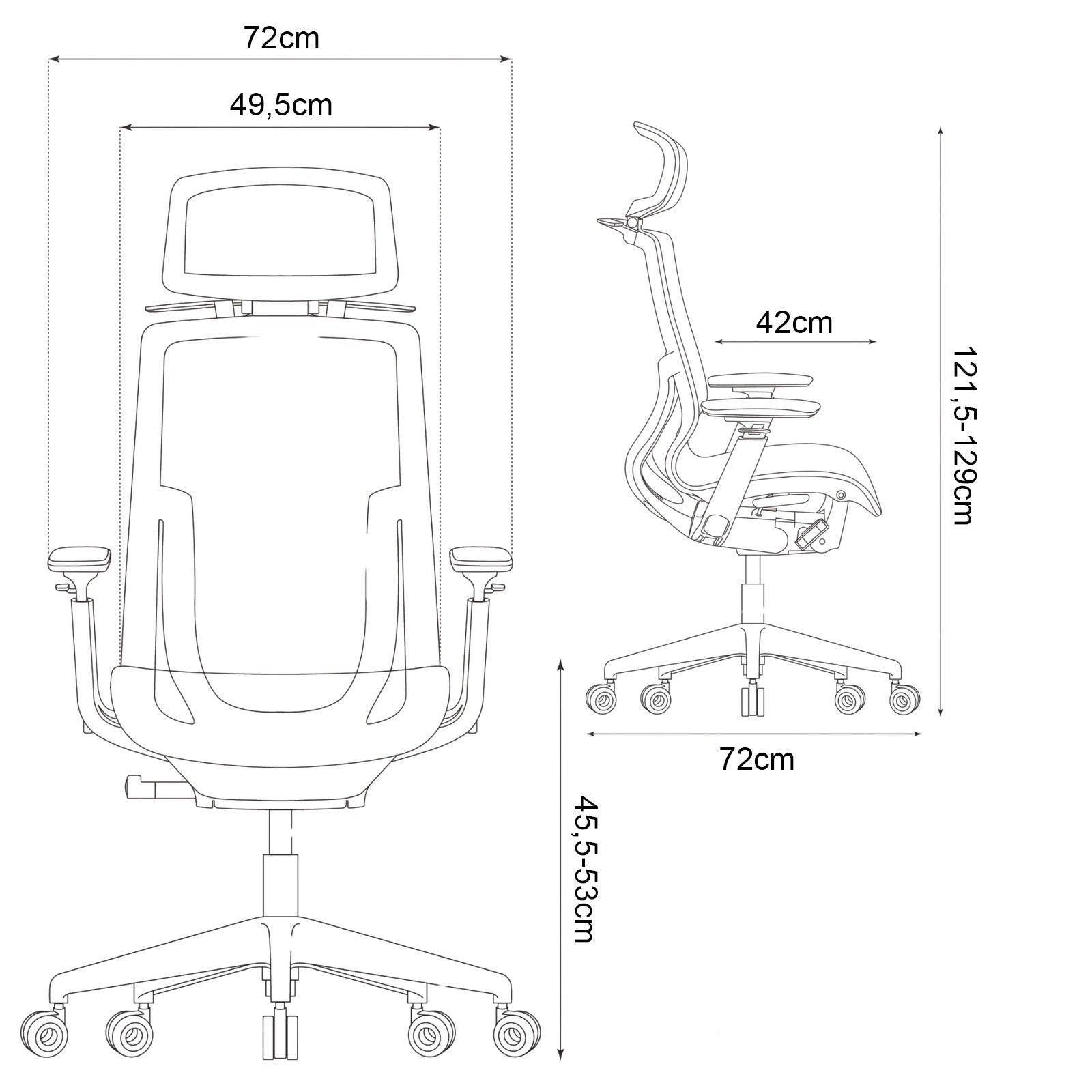 Grey Mesh Armchair Spacetronik ERGONOMIC Swivel with Headrest 135kg Packaging status original