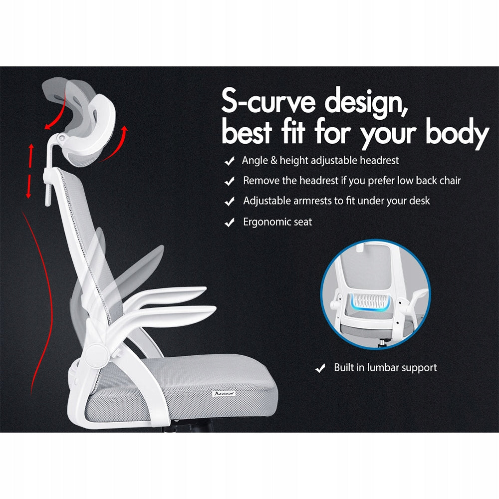 Grey Office Chair with Armrests and Footrest Brand no brand