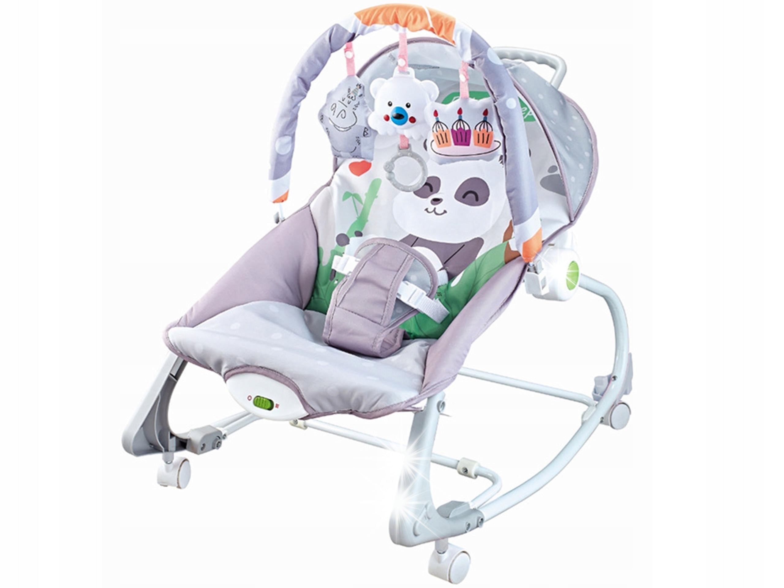Grey Sun Lounger Infant Crib Vibration Square Toys Rocker 6in1