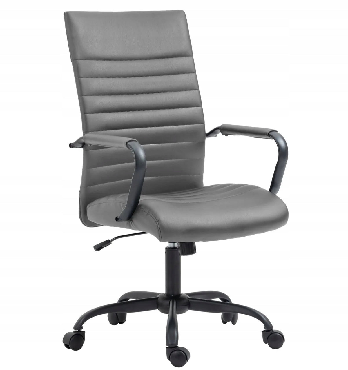 Grey Swivel Armchair for Computer with Armrests Office Eco Leather NEVA Kind rotary