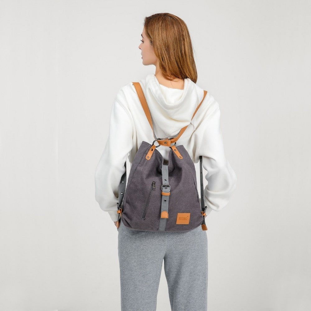 Grey Women's Bag and Backpack 2in1 Work Bag Lightweight Canvas Ellen Brand Kono