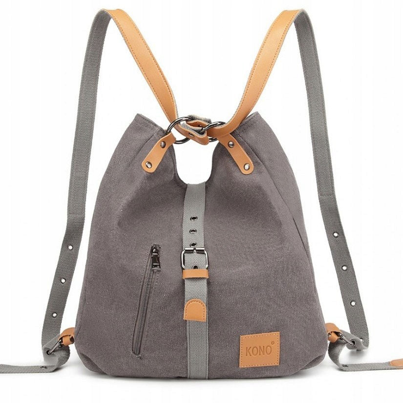 Grey Women's Bag and Backpack 2in1 Work Bag Lightweight Canvas Ellen