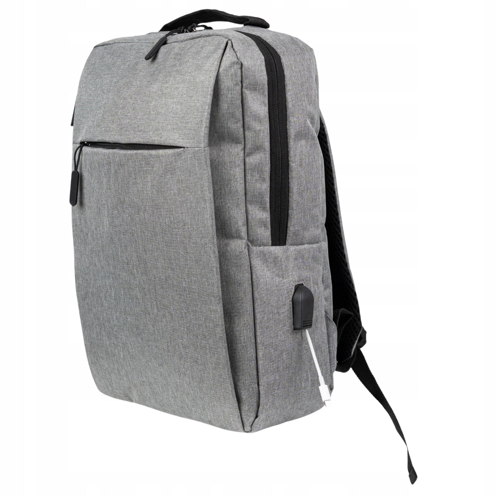 Grey Youth School Backpack with USB for Laptop 15,6” Male