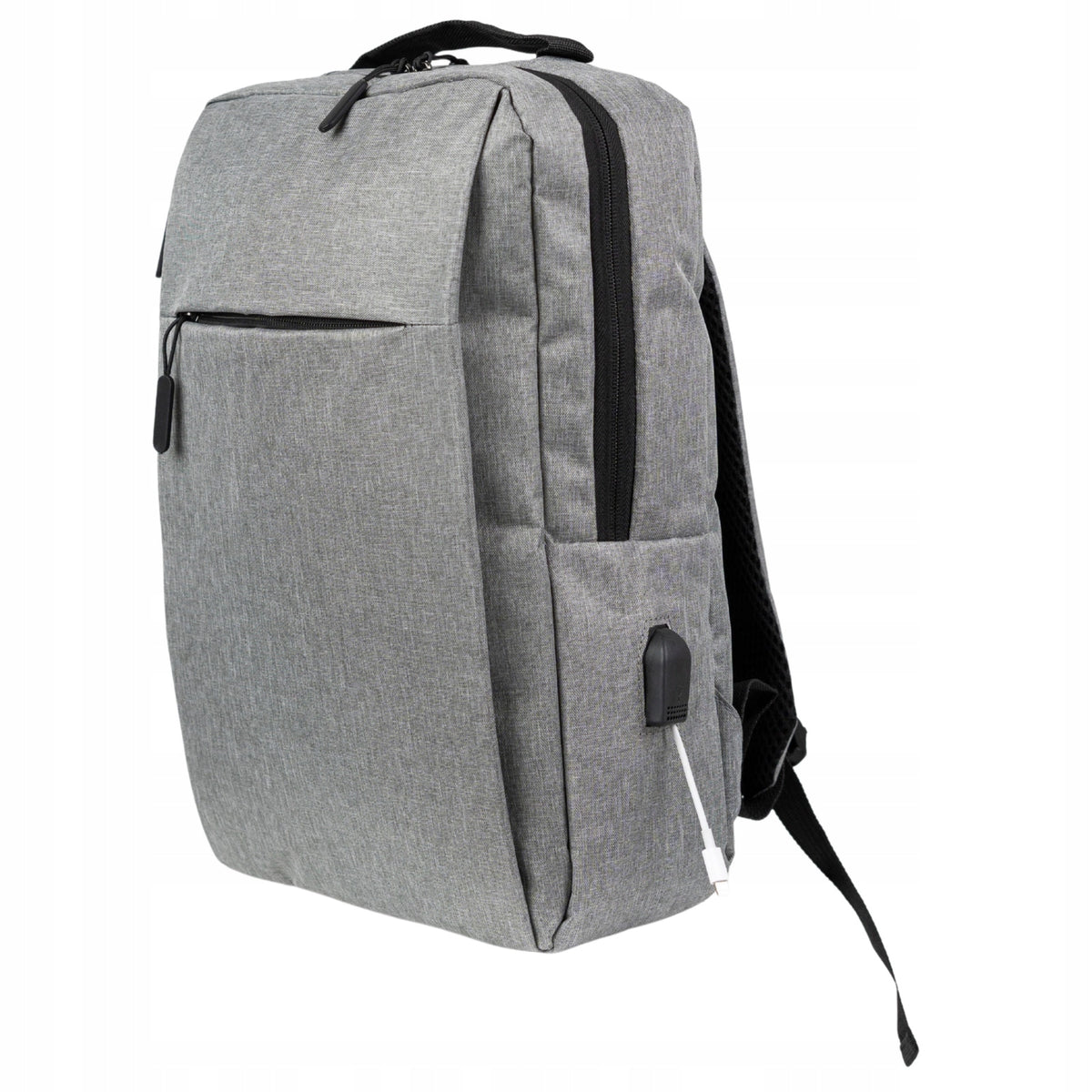 Grey Youth School Backpack with USB for Laptop 15,6” Male