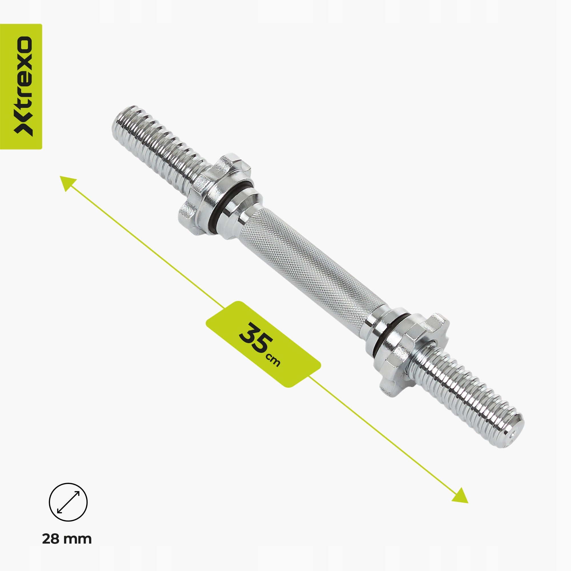 Griffin for dumbbells XTREXO TX-SDB35 grey 35cm universal with clamps 28mm Brand Xtrexo