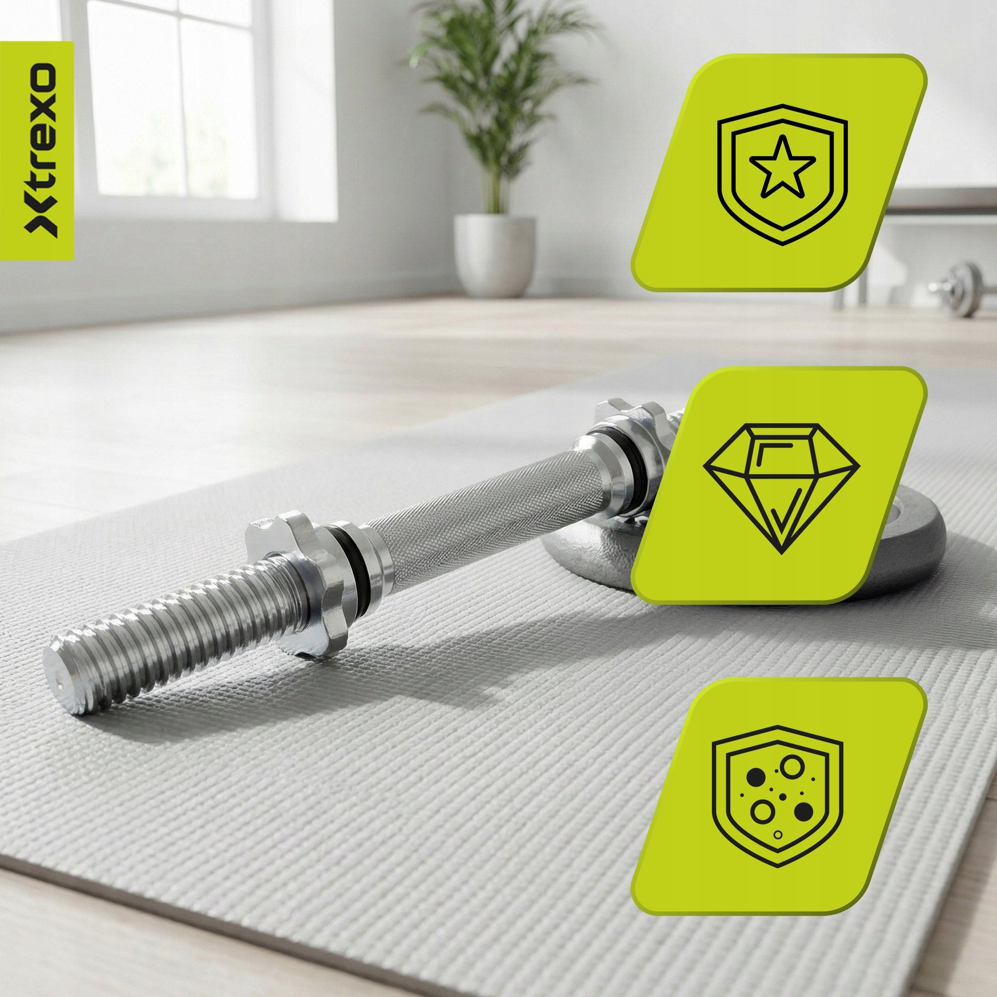 Griffin for dumbbells XTREXO TX-SDB35 grey 35cm universal with clamps 28mm Load section diameter 28 mm