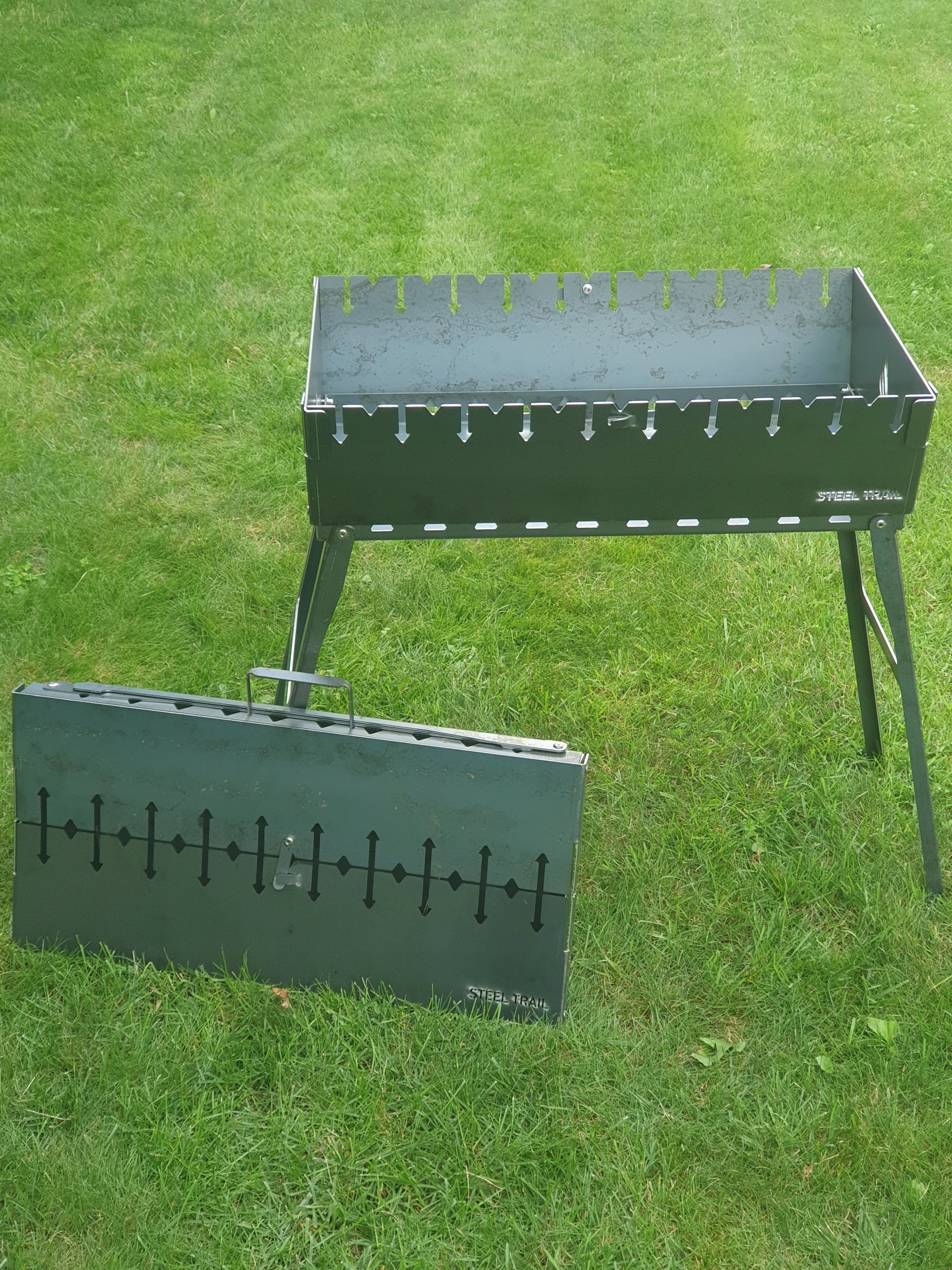 Grill Mangal Folding Suitcase - Strong 2mm Steel for 10/9 Champagne Grill depth 15.5 cm