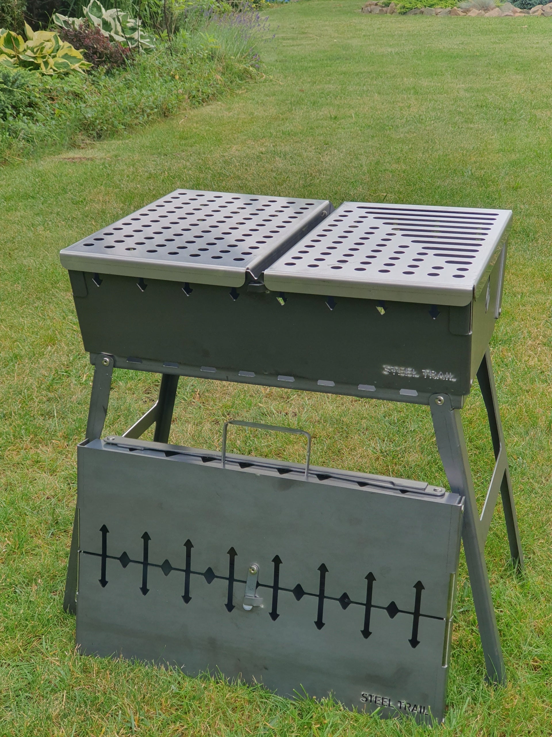Grill Mangal Folding Suitcase - Strong 2mm Steel for 8/7 Champagne Grill depth 15.5 cm