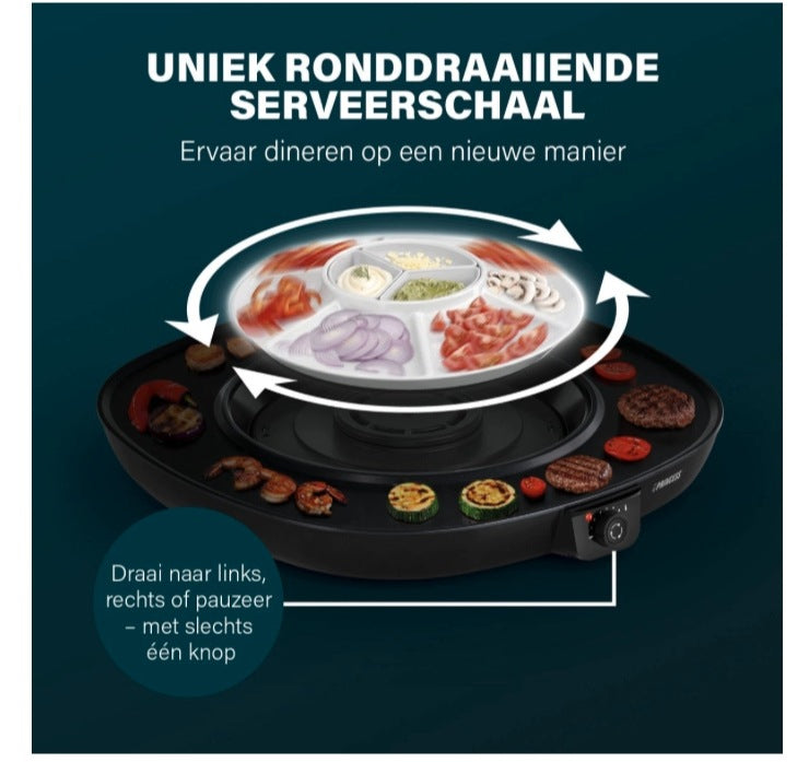 Grill Plate Electric Gourmet 45x45 cm Rotary Platter 1100W 6 People Manufacturer code D656