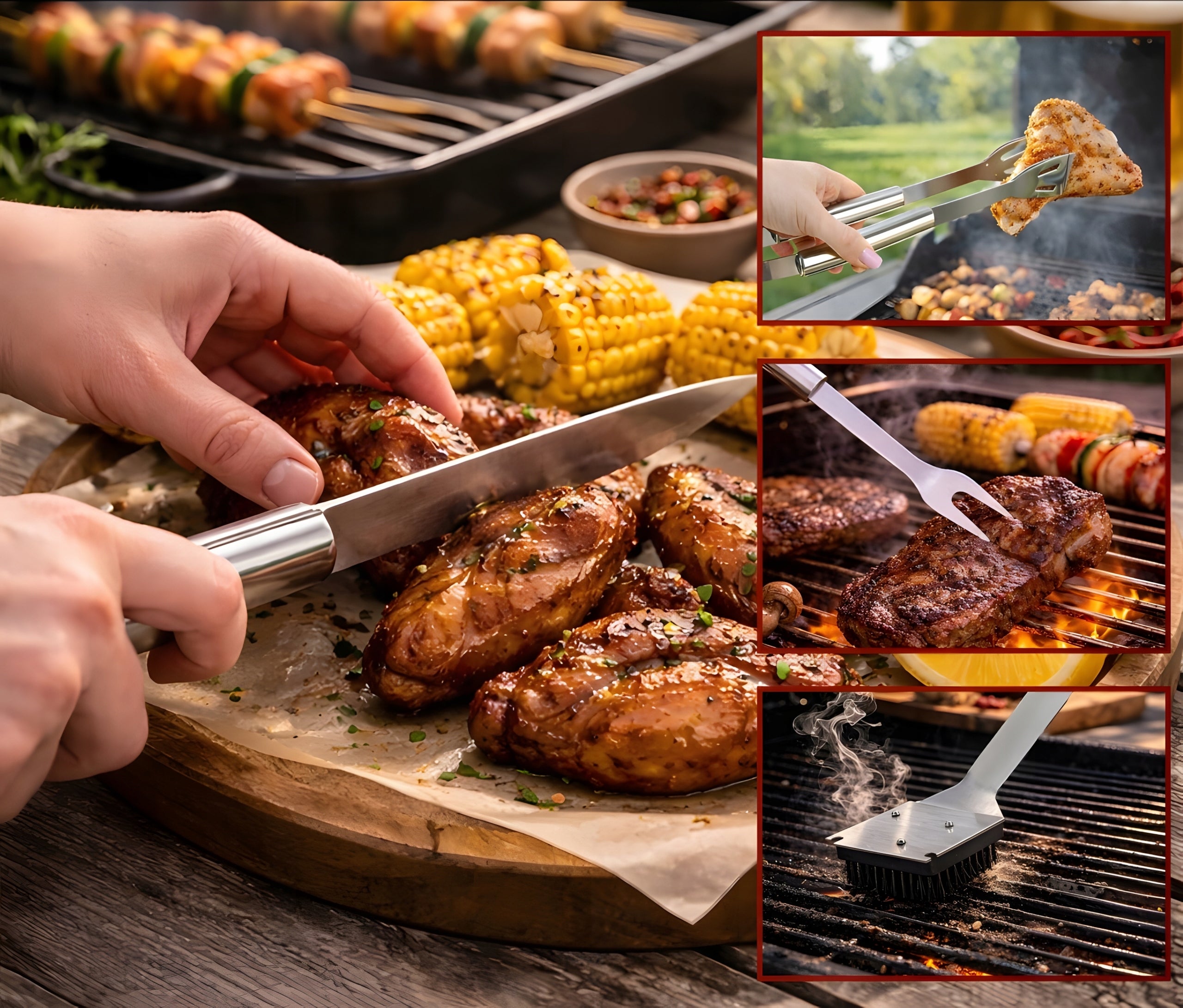 Grill Set Accessories Grill Utensils Grill Cutlery 6 +Etui Packaging status original