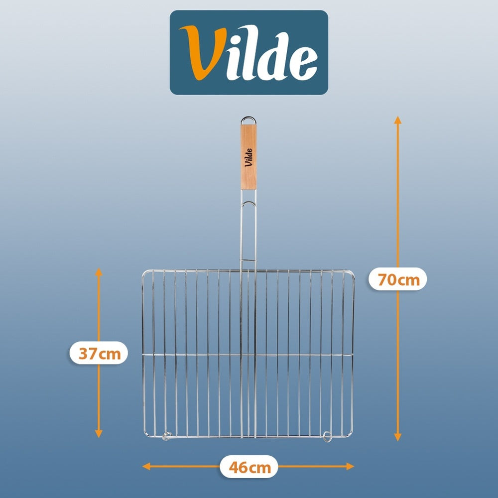 Grill grate fish meat vegetables basket closed steel grill 46x37 cm Product weight with unit packaging 0.9 kg
