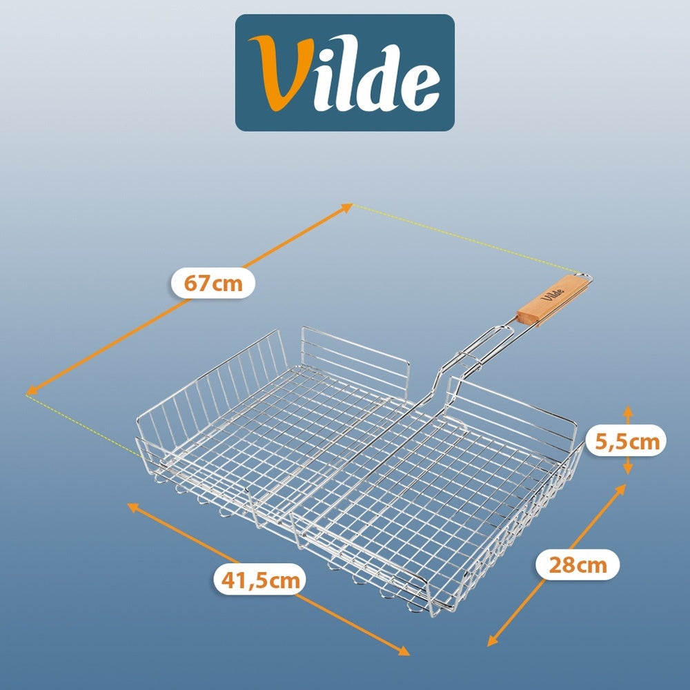 Grill grate fish meat vegetables basket lockable steel grille 41x28 cm Material steel