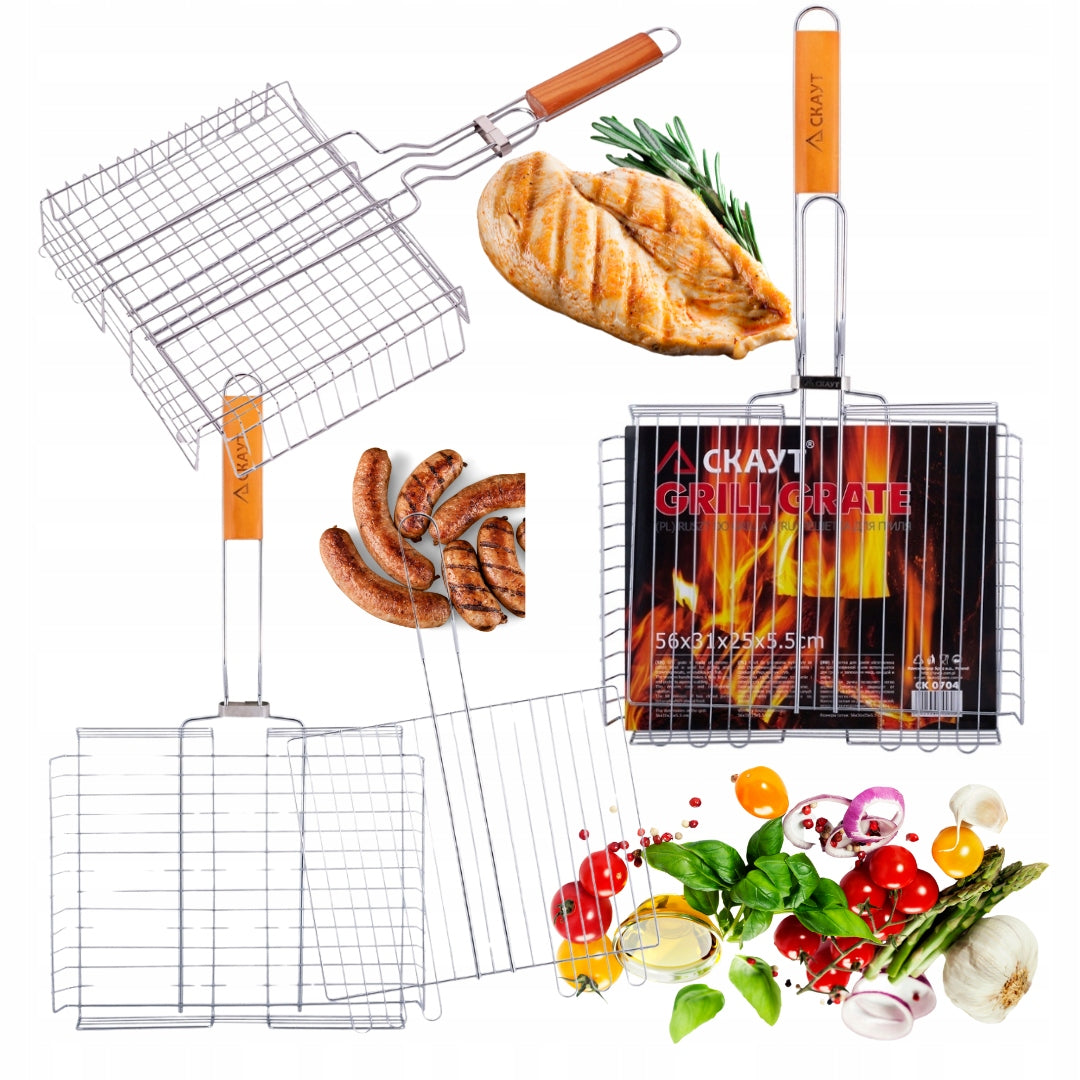 Grill grate for grilling meat, fish, vegetables with sides double