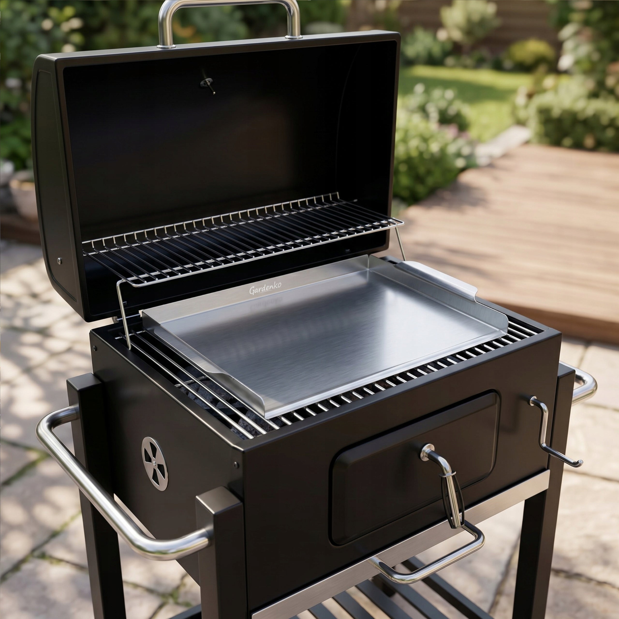 Grill plate stainless steel 39x29 cm Burger plate for grill Plancha Packaging status original