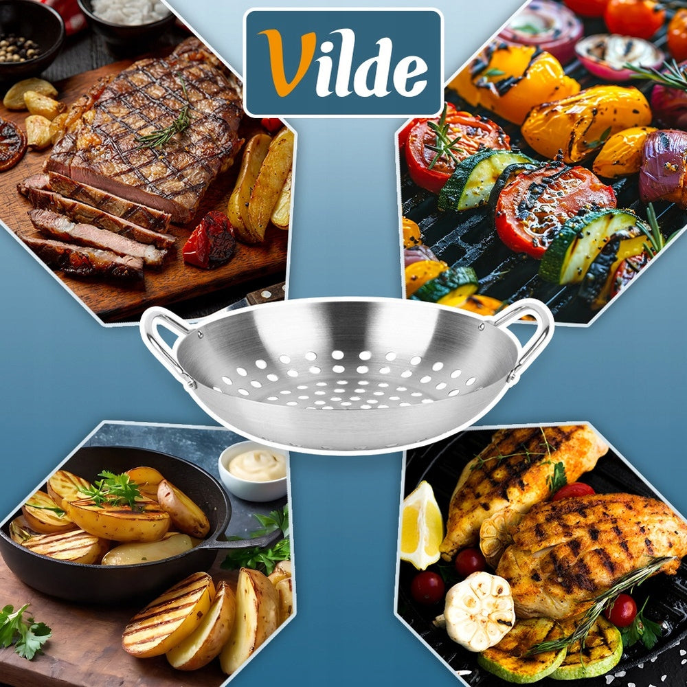 Grilling Basket Round Steel Perforated Grill Tray 28 cm BBQ Product weight with unit packaging 0.6 kg