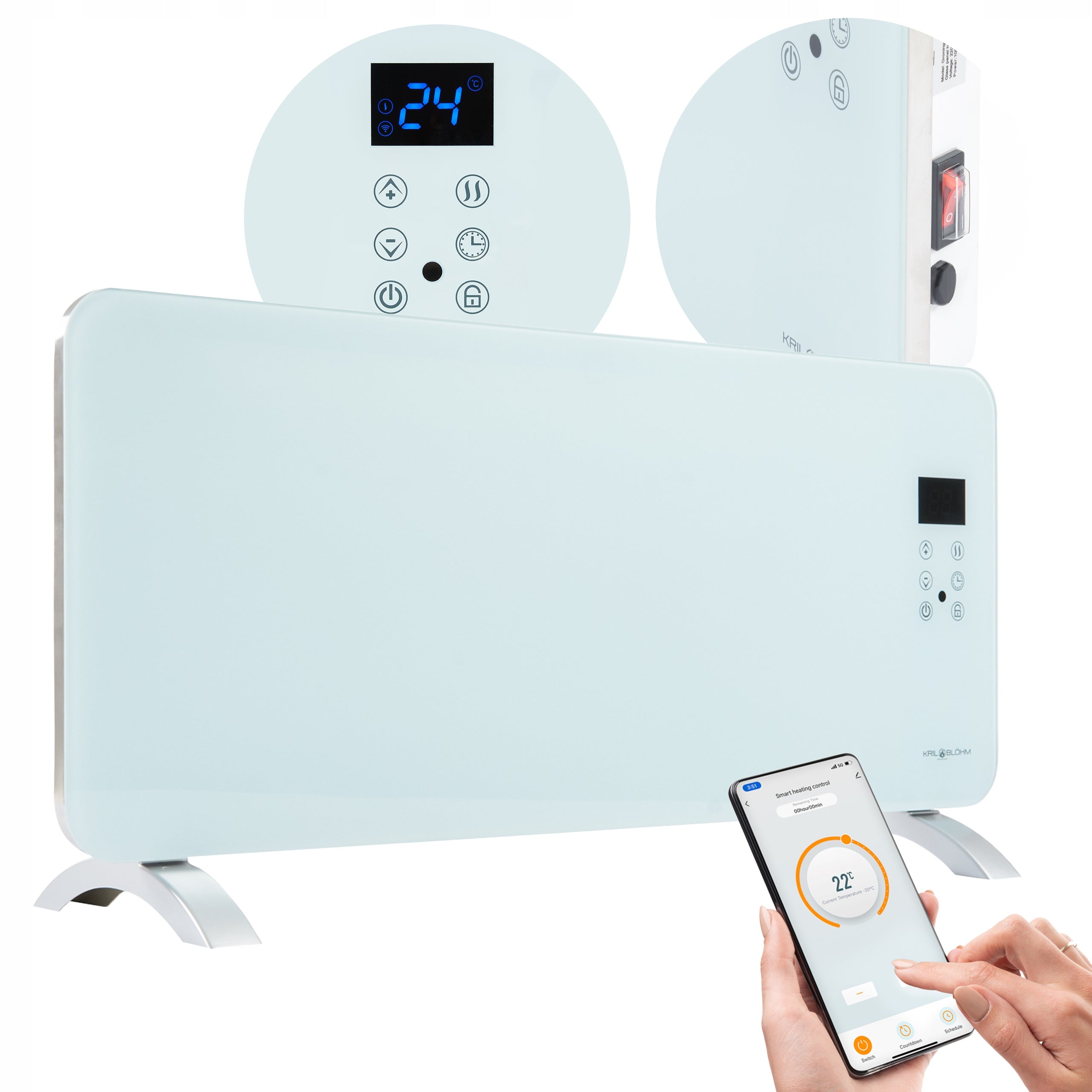 Groningen WiFi 1000/2000W Electric Bathroom Convector Heater