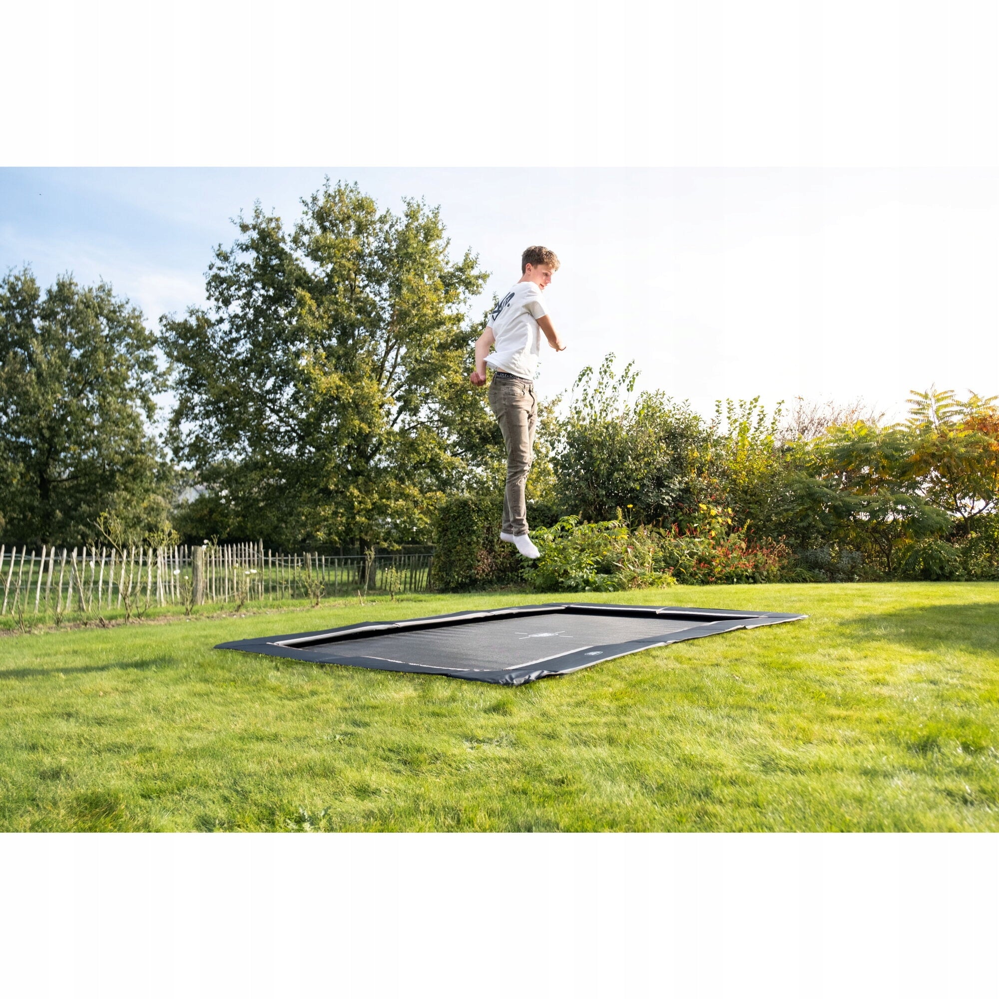 Ground sports trampoline EXIT InTerra 244x366cm – black Kind without mesh