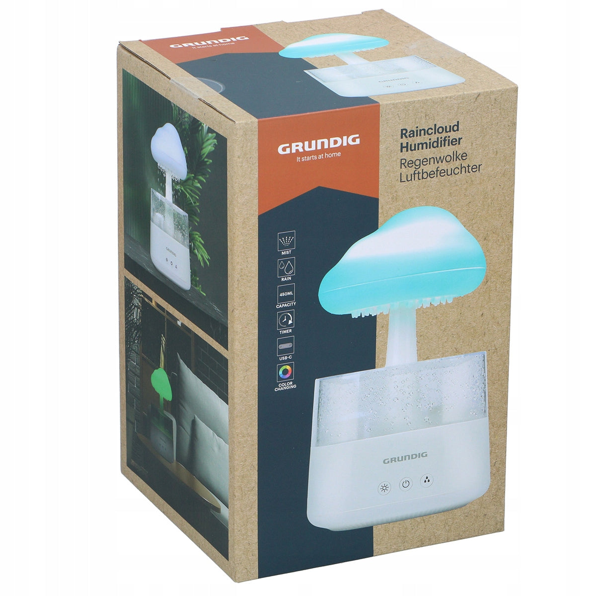 Grundig Air Humidifier Cloud Rain Mode LED Mist 7 Colors Water tank capacity 450 l
