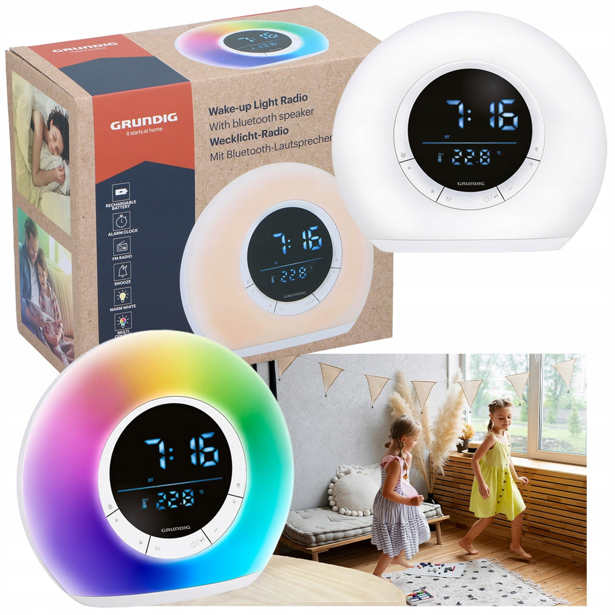Grundig Alarm Clock with Radio Bluetooth Speaker CLOCK RADIO Light