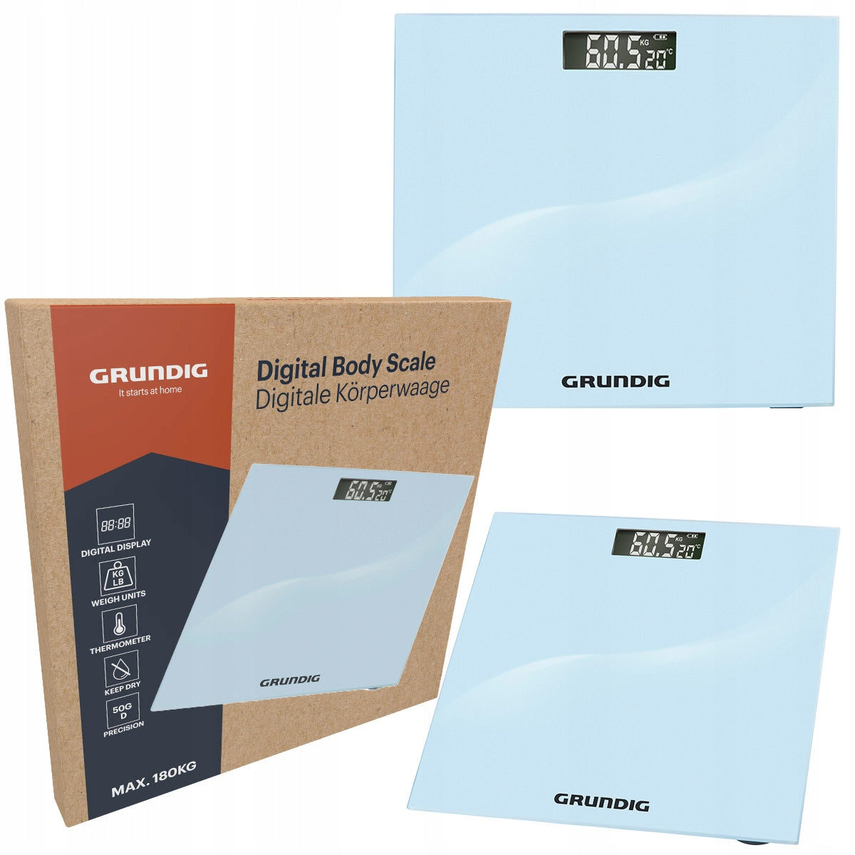 Grundig BATHROOM SCALE Electronic up to 180kg with thermometer display