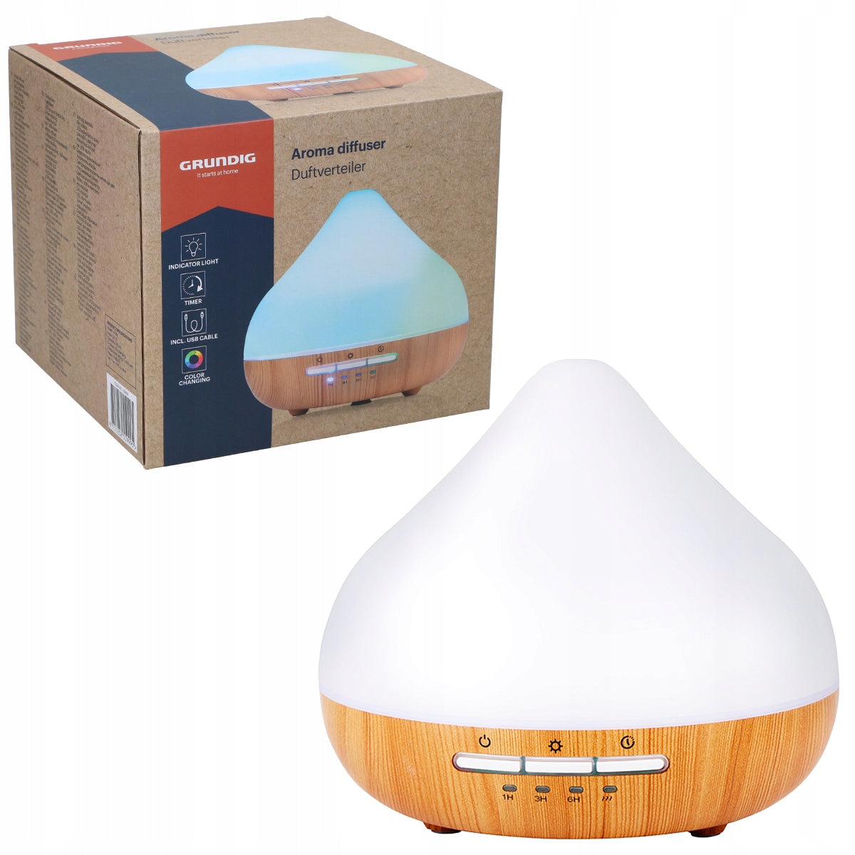 Grundig Fragrance Aromatizer Compact Diffuser LED Light 300ml 7 Colors Dominant color white