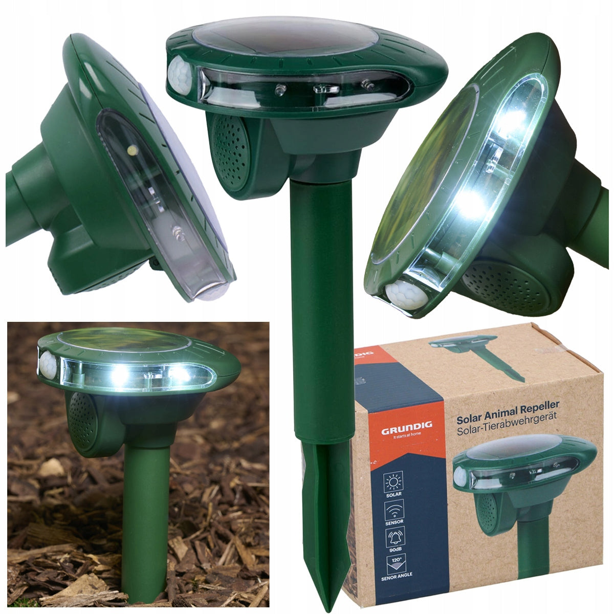 Grundig SOLAR ULTRASONIC ANIMAL REPELLENT with Motion Sensor