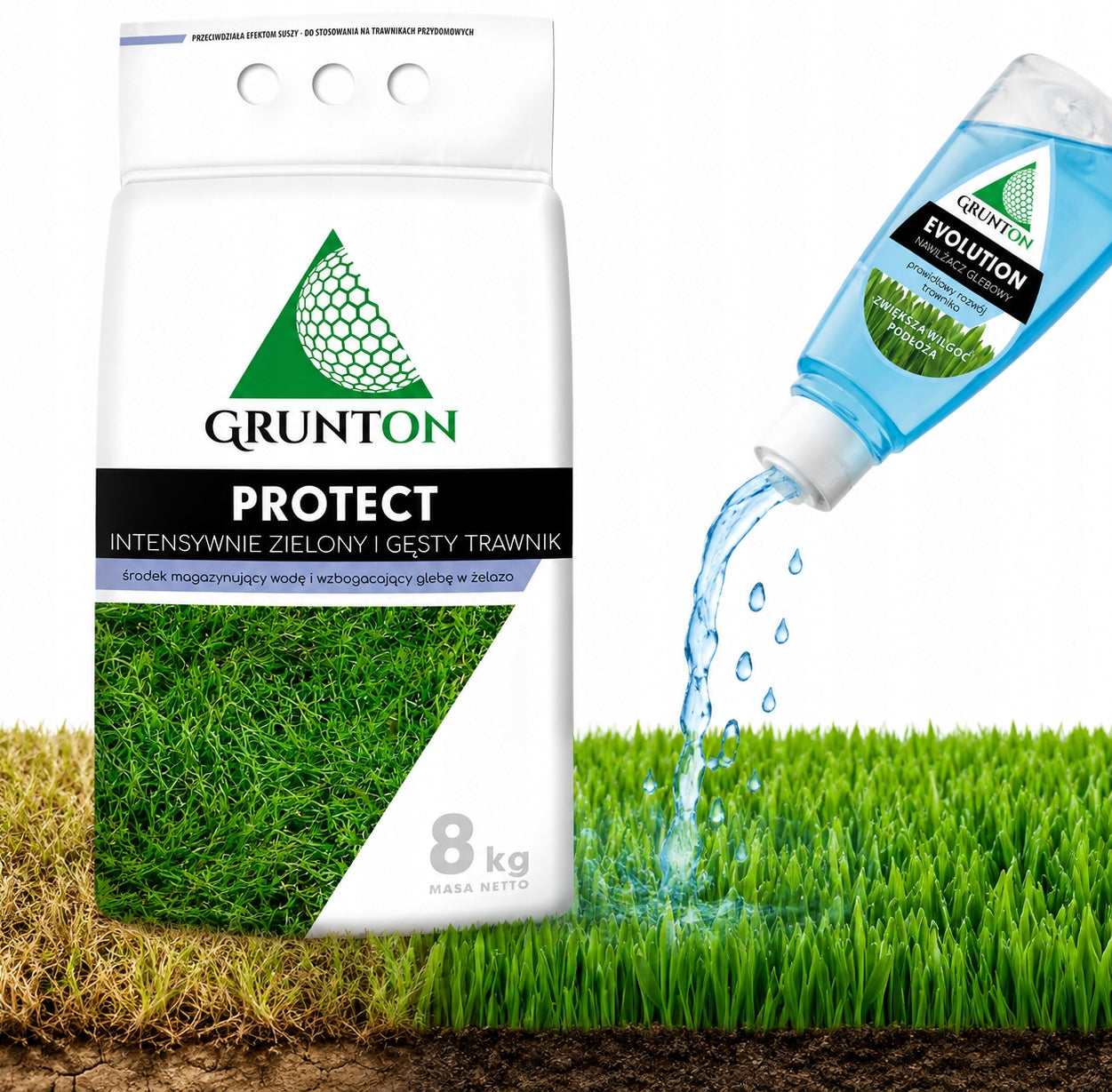 Grunton Protect 8kg Soil Fertilizer Dry Lawn HydroProtect Iron Set