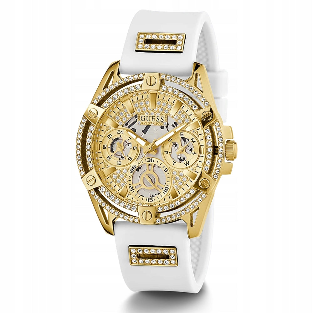 Guess GW0536L2 Woman's watch White strap Gold dial 40 mm + box Brand Guess