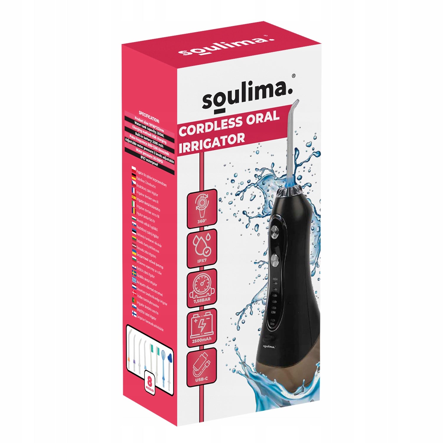 Gum Tongue Nose Irrigator, 5 Operating Modes 8 Wireless Nozzles Manufacturer code IRYGATOR BEZPRZEWODOWY DO ZĘBÓW JAMY USTNEJ